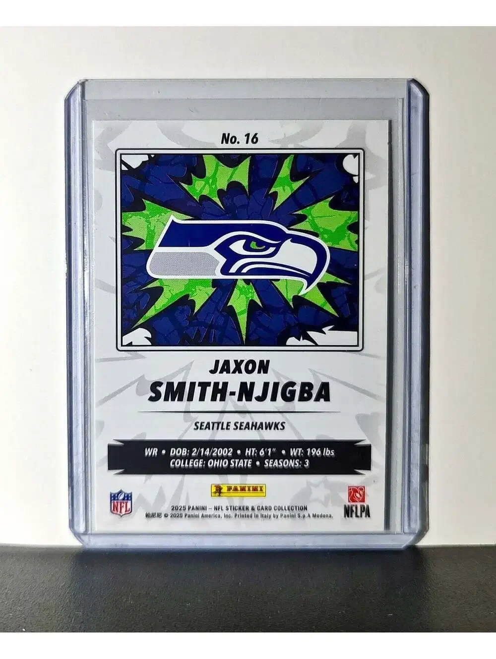 Jaxon Smith-Njigba 2025 Panini NFL #16 Sticker Card Seattle Seahawks